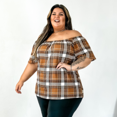 Blusa cigana de elástico xadrez