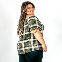 Blusa cigana de elástico xadrez - Daily Plus