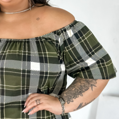 Blusa cigana de elástico xadrez - comprar online