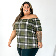 Blusa cigana de elástico xadrez