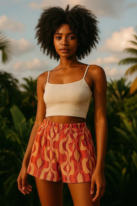 Short Canelado estampado Confort - Freire Company