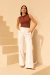 Imagem do CALÇA RETA EM VISCOSE SARJADA LISTRADA OFF WHITE GISELE