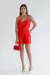 BERMUDA LINHO PURO VERMELHO HIBISCO ISIS