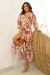 VESTIDO CHEMISE LONGO ESTAMPADO VISCOSE TERRACOTA FÁTIMA