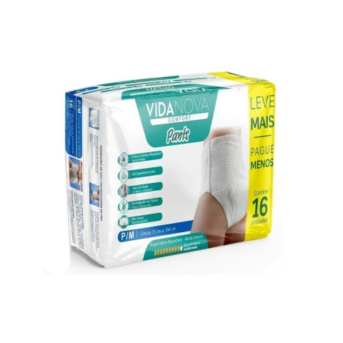 ROUPA INTIMA VIDA NOVA COMFORT PANTS P/M COM 16 UND