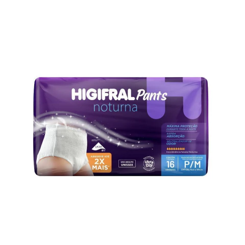 ROUPA INTIMA HIGIFRAL PANTS NOTURNA PEQ/MED 16UN