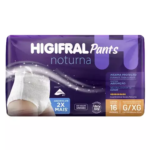 ROUPA INTIMA HIGIFRAL PANTS NOTURNA GDE/EXG 16UN