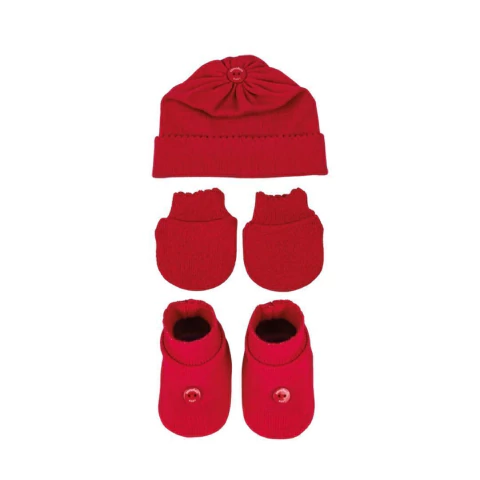 KIT SANCHES 3 PECAS DE BEBE BOTAO-VERMELHO LISO-RN INVERNO 2025