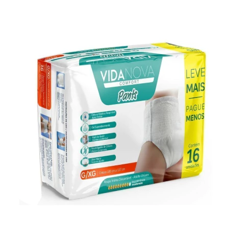 ROUPA INTIMA VIDA NOVA COMFORT PANTS G/XG COM 16 UND