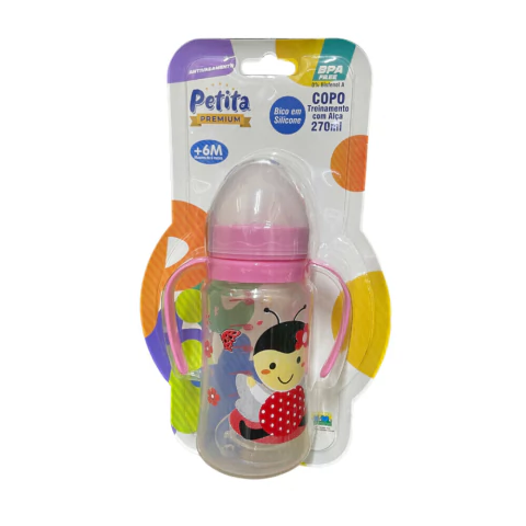 COPO PETITA 6105 TREINAMENTO C/ALCA CRISTAL SILICONE ROSA 270ML