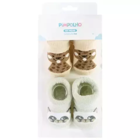 KIT MEIA PIMPOLHO 43603 BEGE ONCA/VERDE PANDA