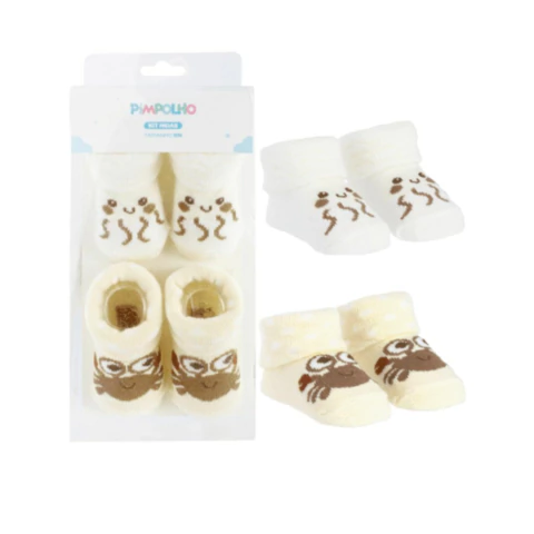 KIT MEIA PIMPOLHO 43601 BRANCO AGUA VIVA/AMARELO CARANGUEJO