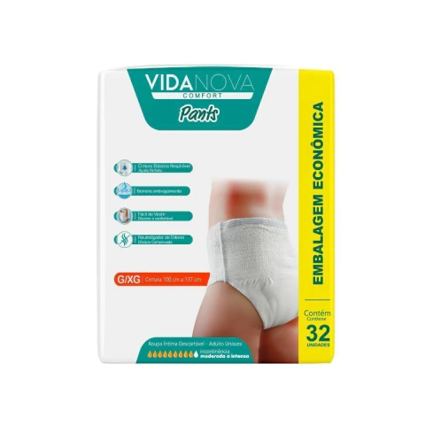 ROUPA INTIMA VIDA NOVA PANTS ECONÔMICA G/XG 32UND