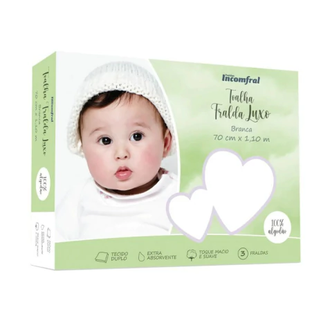 TOALHA FRALDA INCOMFRAL LUXO BRANCA 3UND
