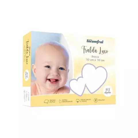 FRALDA TECIDO INCOMFRAL LUXO BRANCA 5UND