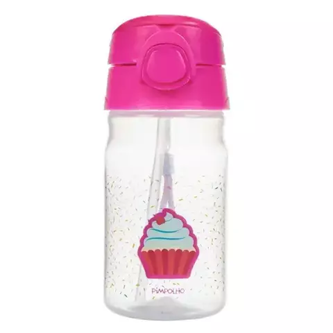 COPO PIMPOLHO 94591 COM CANUDO DE SILICONE 370ML FEM PINK/CUPCAKE