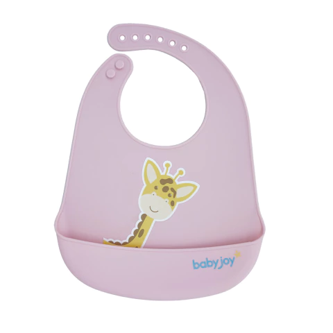 BABADOR INCOMFRAL 5036520 BABY JOY SILICONE PEGA MIGALHAS GIRAFA ROSA CLARO