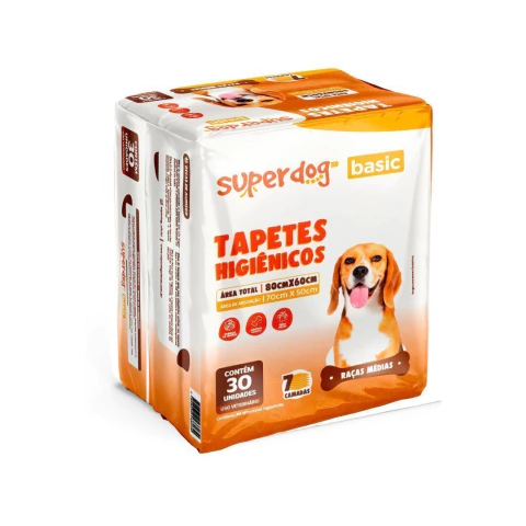 TAPETES HIGIENICOS SUPER DOG BASIC MED 80X60 C 30UND