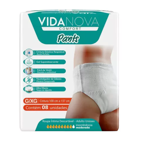 ROUPA INTIMA VIDA NOVA COMFORT PANTS G/XG COM 8 UND