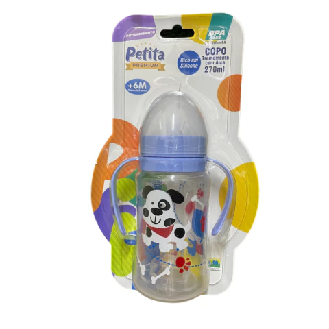 COPO PETITA 6105 TREINAMENTO C/ALCA CRISTAL SILICONE AZUL 270ML