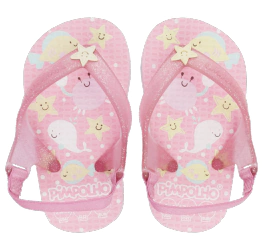 CHINELO PIMPOLHO PRAIANA BABY ROSA/FUNDO DO MAR FEM PIMPOLHO 19