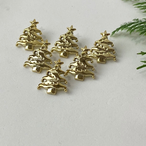 Botão Árvore de Natal Dourado