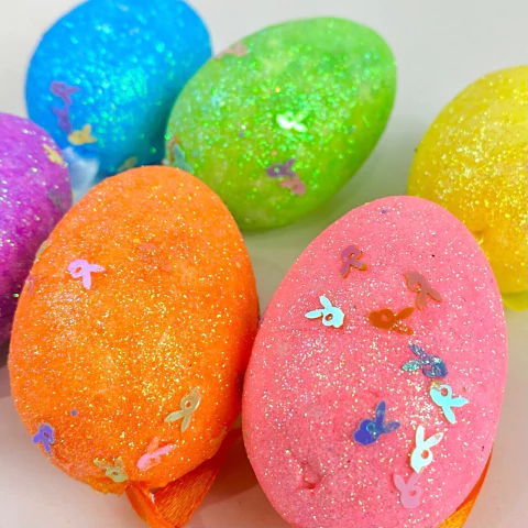 Ovos coloridos g com glitter c/6