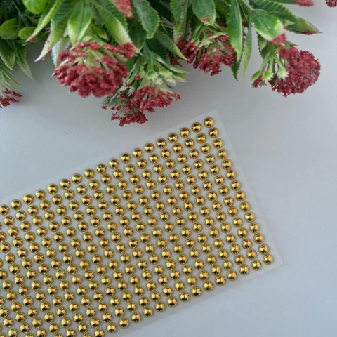 Cartela De Adesivo Bolinha G Dourada