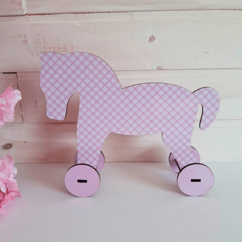 Cavalo g. com rodinhas - rosa