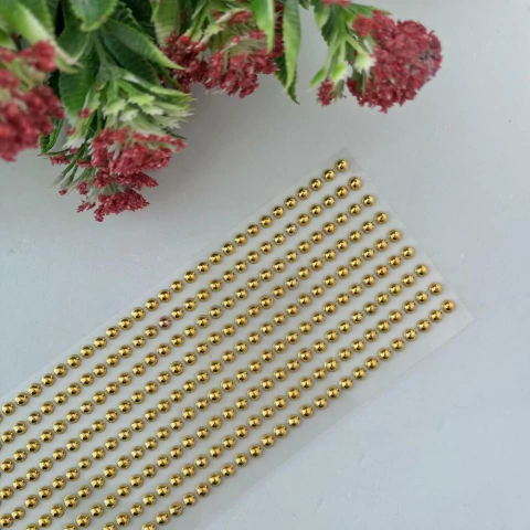 Cartela De Adesivo Bolinha P Dourada