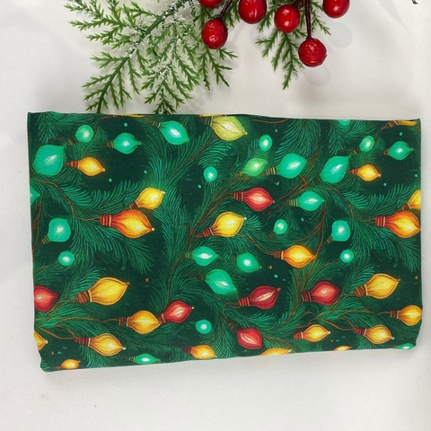 Tecido Pisca de natal fundo verde