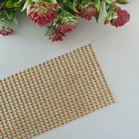 Cartela De Adesivo Bolinha M Dourada