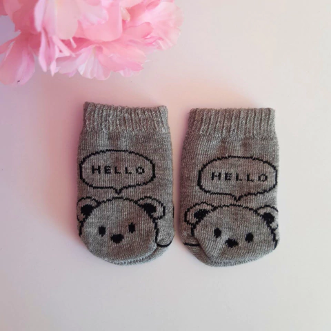 Meia para boneca - ursinho cinza
