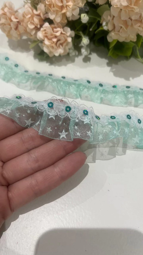 Renda frufru Verde Água Estrela - comprar online