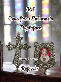 Kit Crucifixo+Entremeio Niquel Duplaface (escolha a imagem de devoção) - loja online