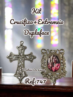 Kit Crucifixo+Entremeio Niquel Duplaface (escolha a imagem de devoção) - comprar online