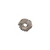 Broche orgânico espiral com acabamento níquel visto de frente, com abertura central e textura curva em