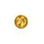 Parte posterior do botão meia esfera dourado, com base circular côncava e pezinho central para fixação por costura.