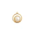 Pingente circular dourado com pérola central e argola superior para montagem.