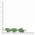 Alça efeito pedra verde jade com peças de formato irregular e argolas douradas com passagem interna de 8 mm, apresentada sobre régua.