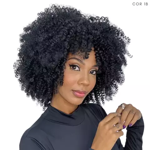 Lace Wig Diva Black com Franja - Pink Hair