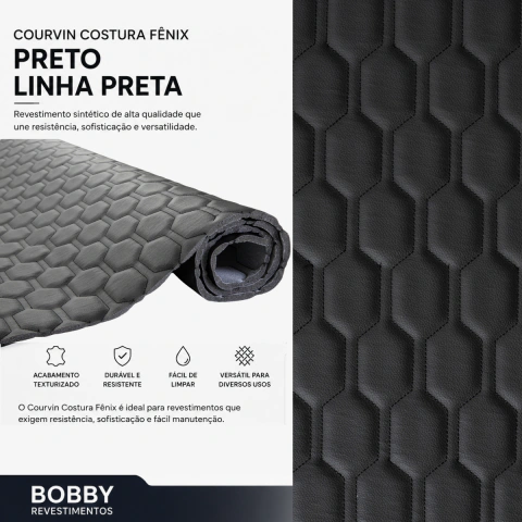 Courvin Automotivo Corino Costura Fênix Tecido Sintético Espuma D26 Decoração Artesanato DYI 1,00 M (C) X 1,40 M (L)