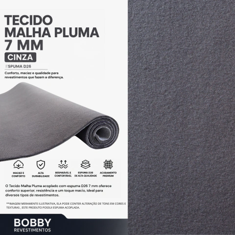 Tecido Malha Pluma 7 mm Automotiva Em Metro Cinza Espuma D18 Decoração Artesanato DYI 1,00 M (C) X 1,40 M (L)
