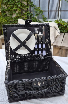 CANASTA MIMBRE NEGRA 2 PERSONAS - comprar online