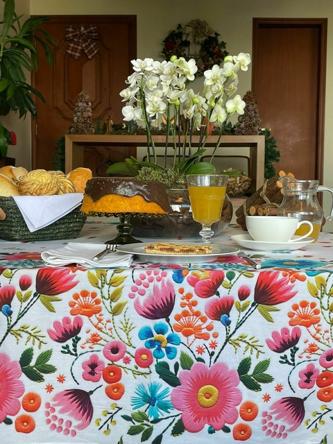 Toalha Flores em Fio Primavera 3D Barrada 1 REPELENTE A LÍQUIDO