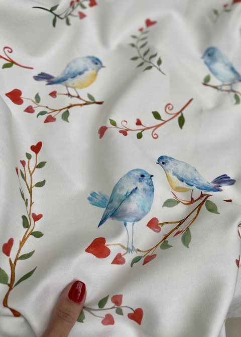 Toalha Floratta Pássaro Azul Coração REPELENTE A LÍQUIDOS - comprar online