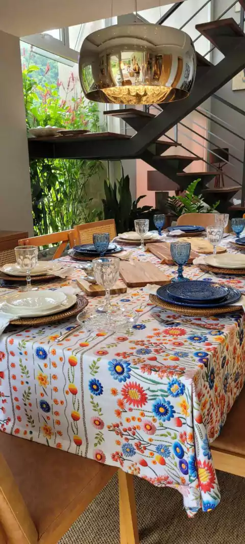 Toalha Flores em Fio Primavera 3D Barrada 2 REPELENTE A LÍQUIDOS