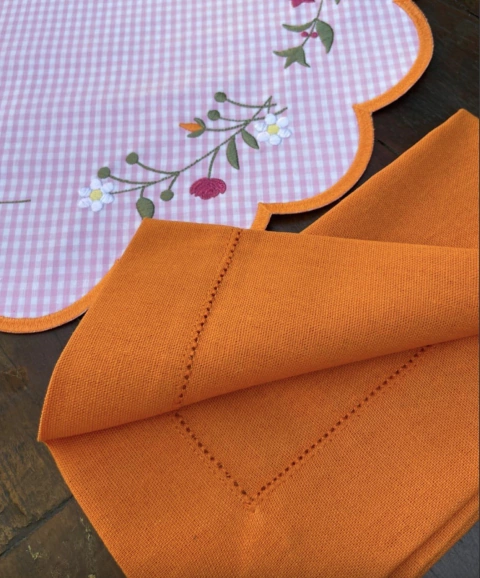 PRE VENDA Guardanapo Ponto Ajour Laranja LINHO ENTREGA PRIMEIRA QUINZENA DEZEMBRO