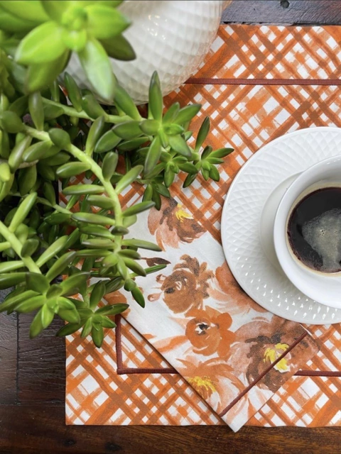 Lugar Americano Floratta Xadrez Terracota