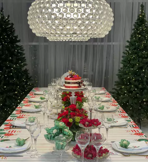 Toalha Bolas Natalinas DIGITAL REPELENTE A LÍQUIDO